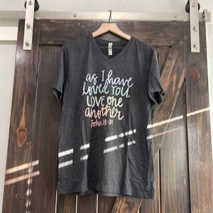 Graphic t-shirt. Dark grey. Bella canvas size large.